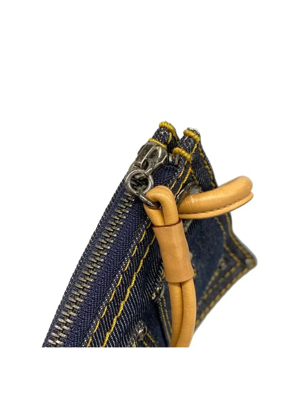 Loewe Shoulder Bag Dark Navy Beige Stitch Leather